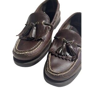 Bass Mens Brown Tassel 12 M Leather Dress or casual Slip On  Loafer